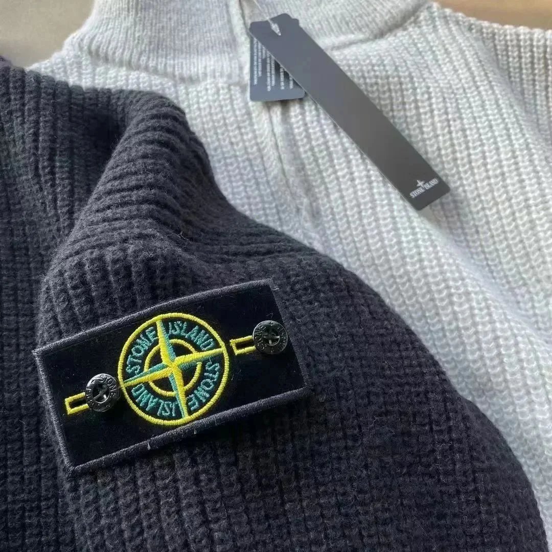 Stone Island Cable Knit Zip-Up Sweater Army Green - 4