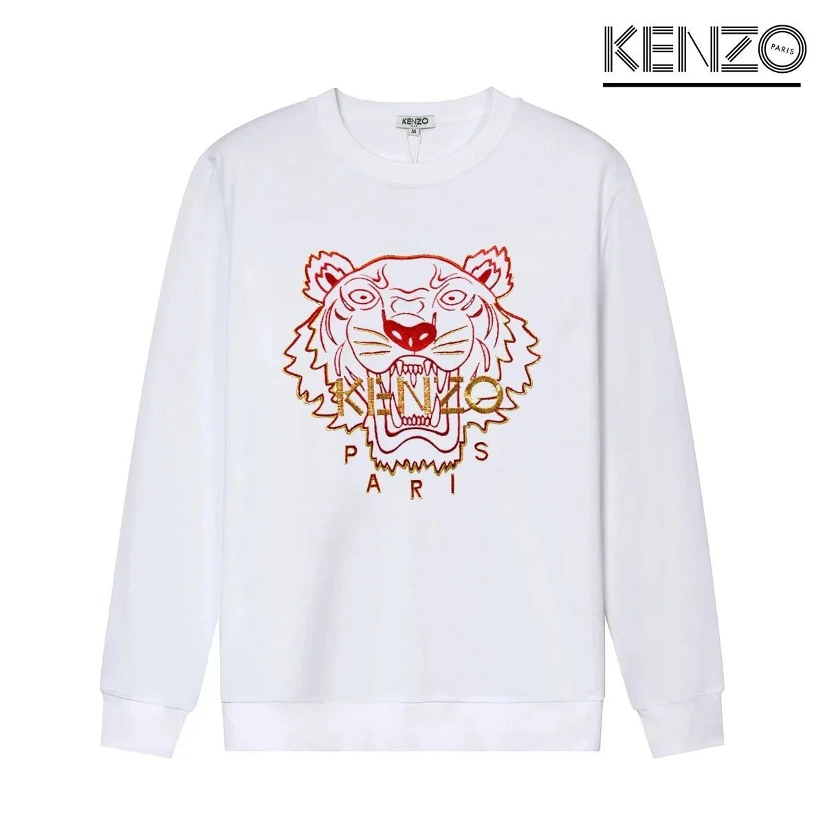 Kenzo Tiger Embroidered White Hoodie - 5