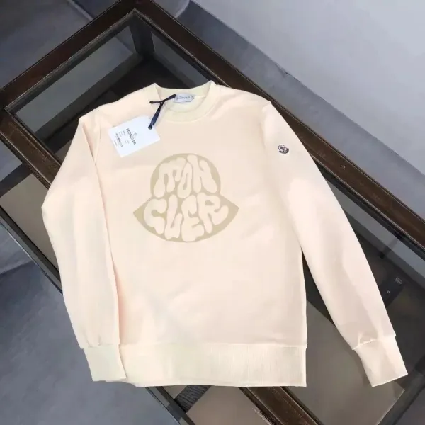 Moncler Moncler Logo Graphic Crewneck Sweatshirt Beige - 1