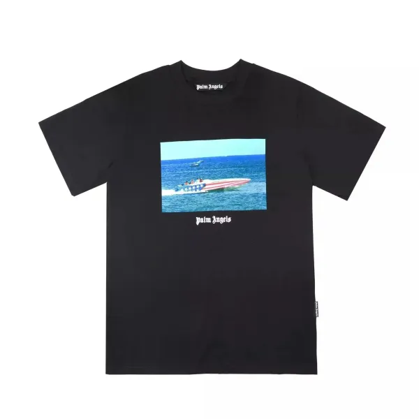 Palm Angels Speedboat Print Black T-Shirt - 1