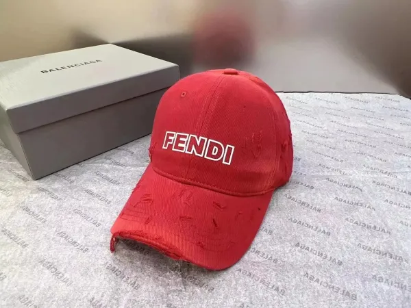 Fendi FF Logo Print Pink Baseball Cap - 12