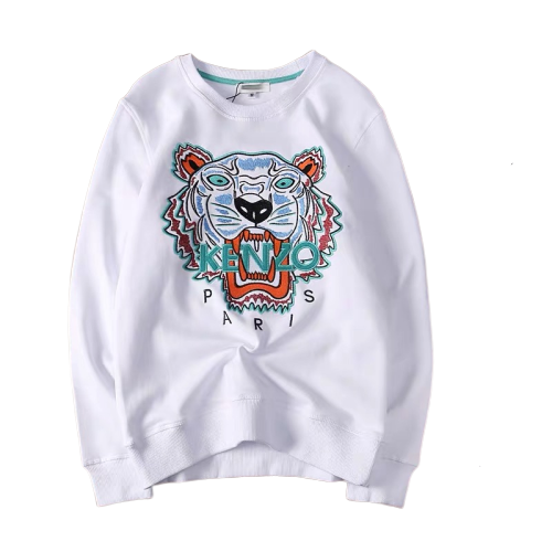 Kenzo Tiger Embroidered White Hoodie - 7