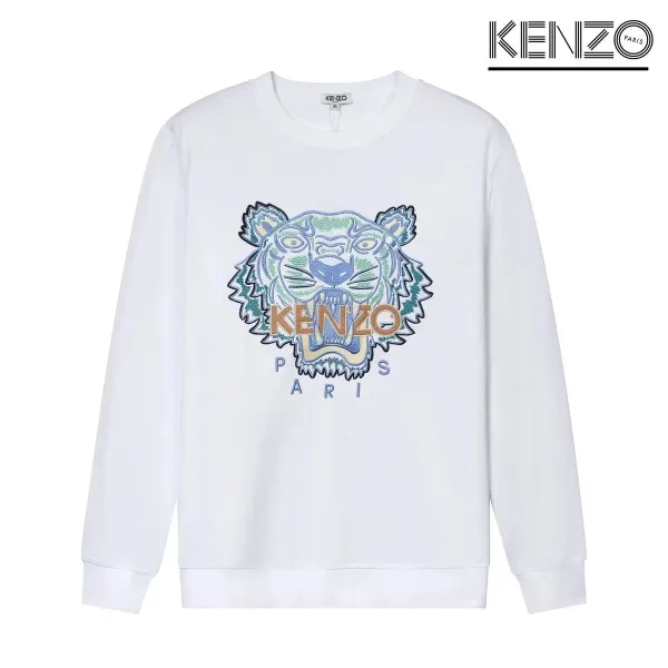 Kenzo Tiger Embroidered White Hoodie - 1