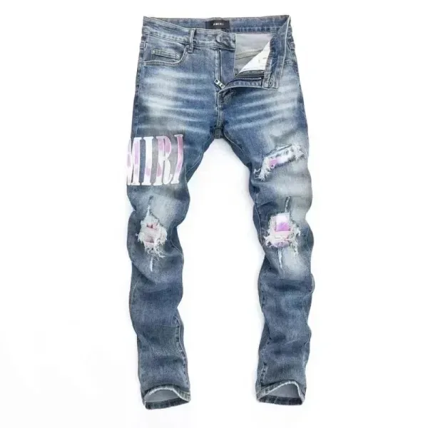 Amiri MIRI Graphic Distressed Slim Fit Jeans - 1