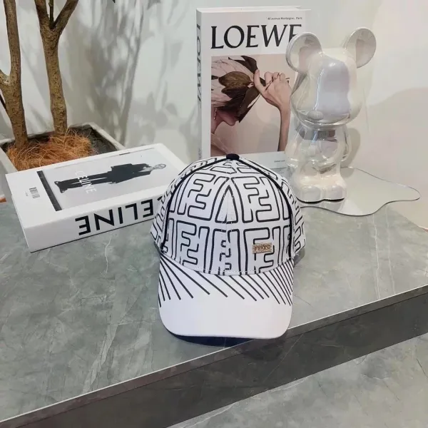 Fendi FF Logo Print Pink Baseball Cap - 11