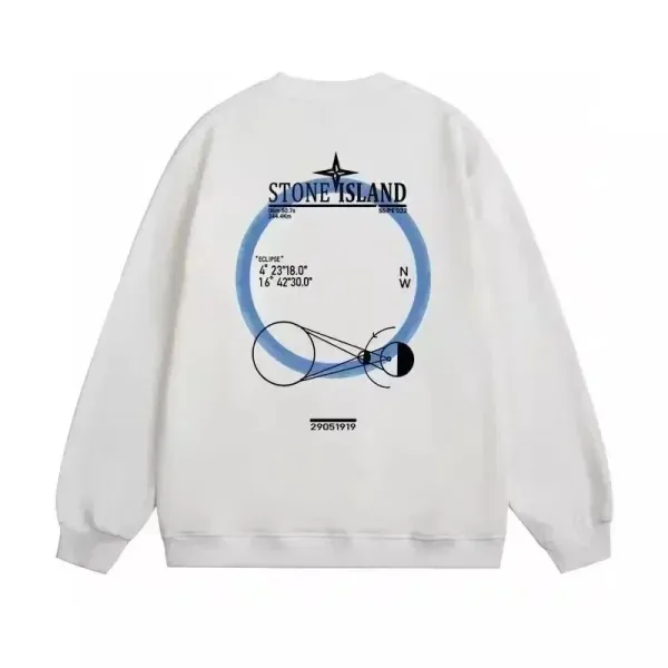 Stone Island Eclipse Print White Hoodie - 1