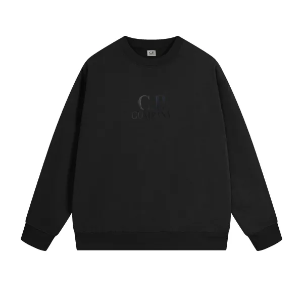 C.P. Company Embossed Logo Black Hoodie - 1