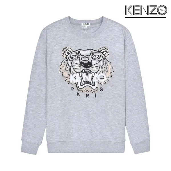 Kenzo Tiger Embroidered Gray Hoodie - 1