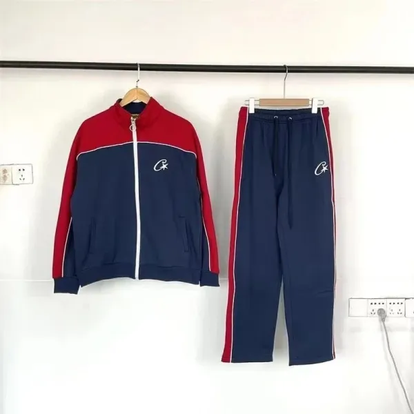 Design Track Suit Navy and Red Two-Piece Tracksuit - 1