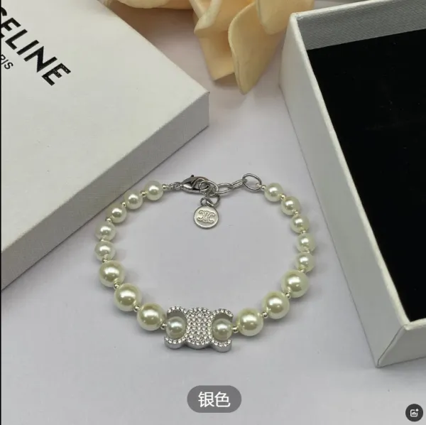 Celine Triomphe Pearl Bracelet Silver - 1