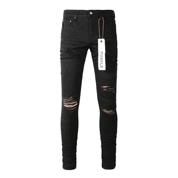 Purple Label Patchwork Distressed Slim Fit Jeans - 5