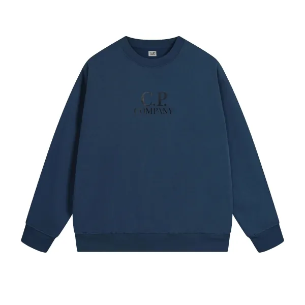 C.P. Company Logo Embroidered Navy Hoodie - 1