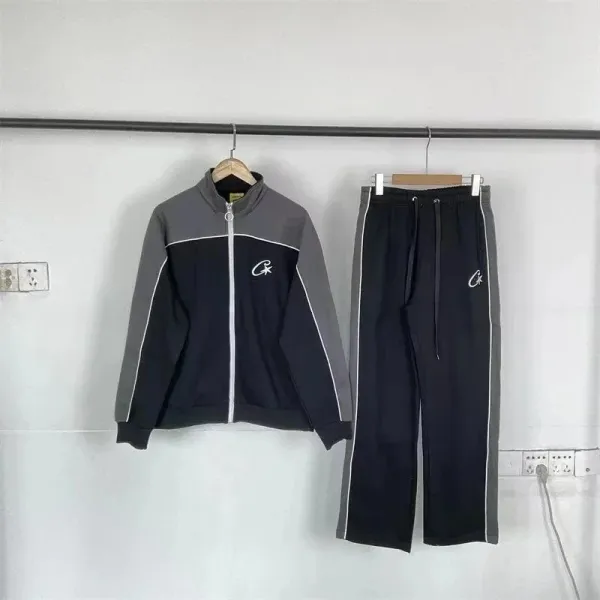 C* Tracksuit Set Black and Gray Sporty Two-Piece Set - 1