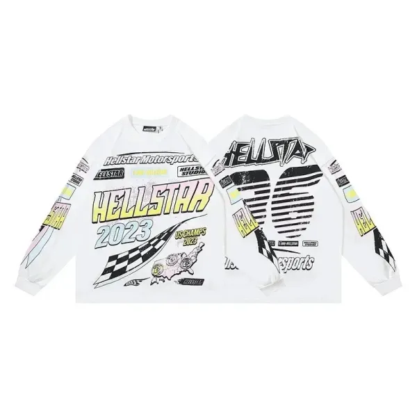 Hellstar No Guts No Glory Long Sleeve Tee Black with Cyan Print - 6