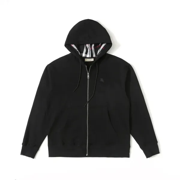 Burberry Check-Trim Hoodie Navy - 7