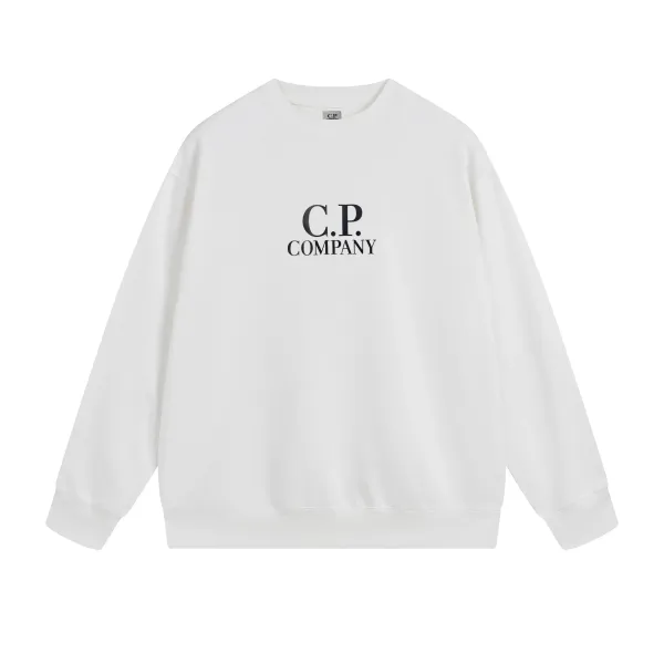 C.P. Company Logo Print White Hoodie - 1