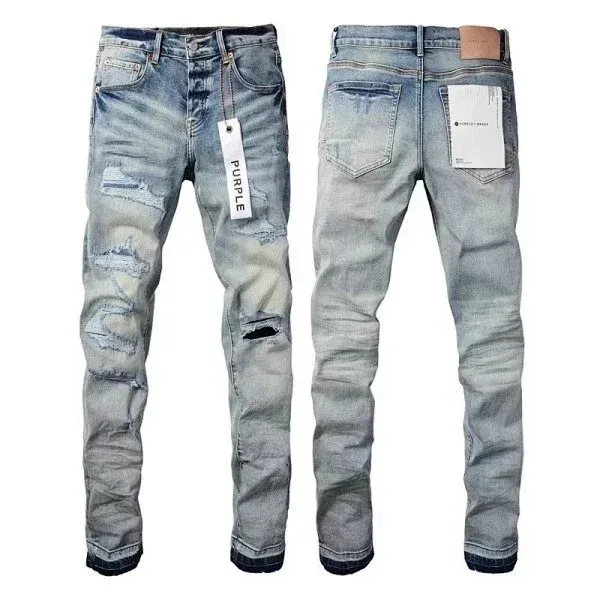 Purple Label Patchwork Distressed Slim Fit Jeans - 9