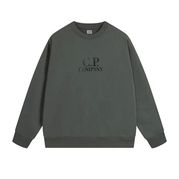 C.P. Company Logo Embroidered Olive Green Hoodie - 1