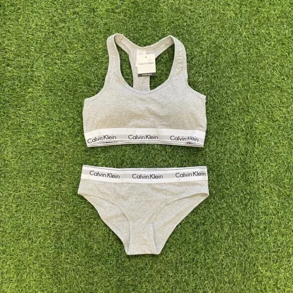 Calvin Klein Modern Cotton Bralette and Brief Set Gray Underwear - 1