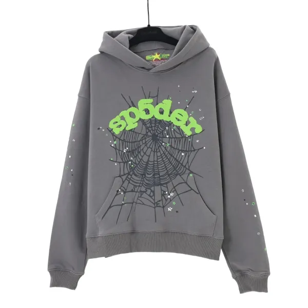 Spider Web Graphic Hoodie Gray - 1