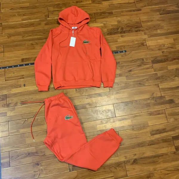 Lacoste Classic Croc Embroidered Orange Hoodie and Sweatpants Set - 1