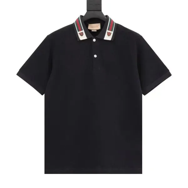 Gucci Web-Striped Collar Polo Black - 1