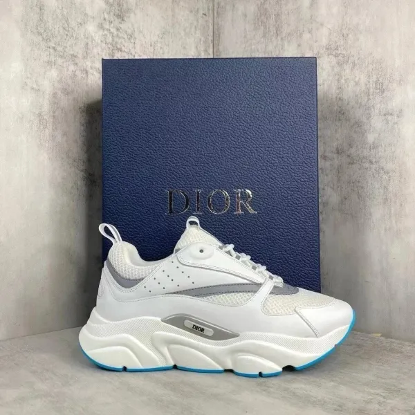 Dior B23 White Gray Blue Chunky Sneakers - 1