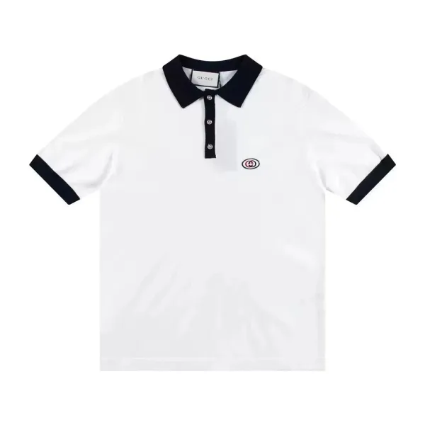 Gucci Interlocking GG Polo White with Navy Trim - 1