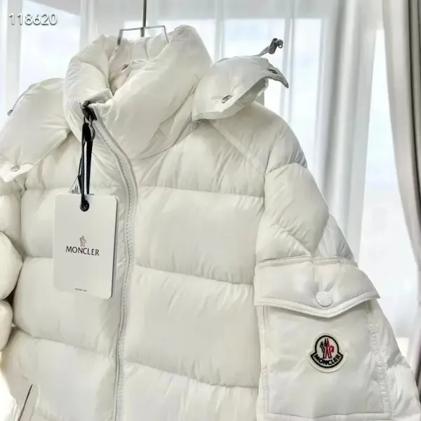 Moncler Maya Down Jacket Cream Glossy Finish Outerwear - 7