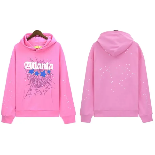 Atlanta Spiderweb Star Print Pink Hoodie - 1