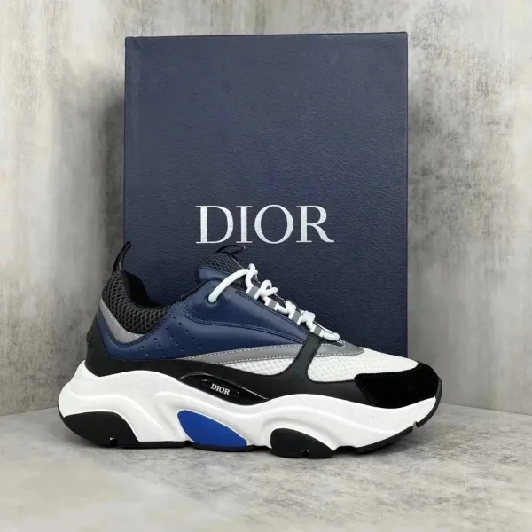 Dior B23 Low Navy Blue White Black Chunky Sneakers - 1