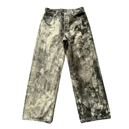 thumbnail for i795 Ink Splash Print Jeans Men's Washed Loose Wide-leg Camouflage Pants 1981m Spring & Summer