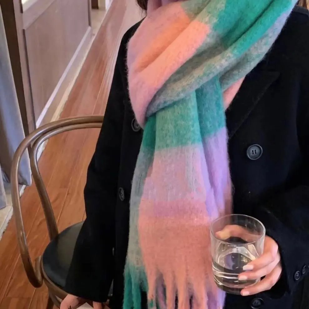 Acne Studios Rainbow Gradient Scarf Multicolor Shawl - 12