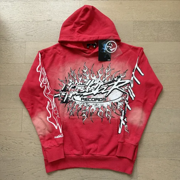 Hellcat Records Flame Graphic Hoodie Red - 1