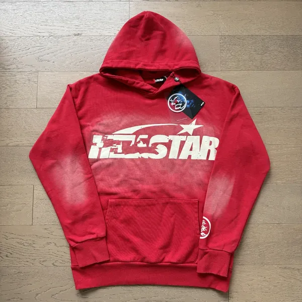 Hellstar Distressed Logo Red Hoodie - 1
