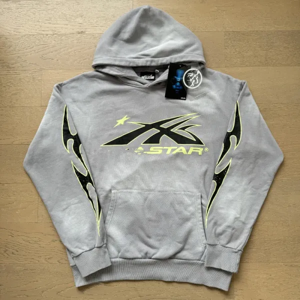 X-Star Flame Graphic Hoodie Gray - 1