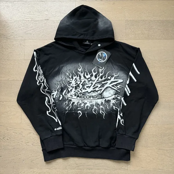 Hed Kandi Records Flame Graphic Hoodie Black - 1