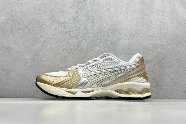 Asics Gel-Kayano 14 Gold Silver White Running Shoes - 1