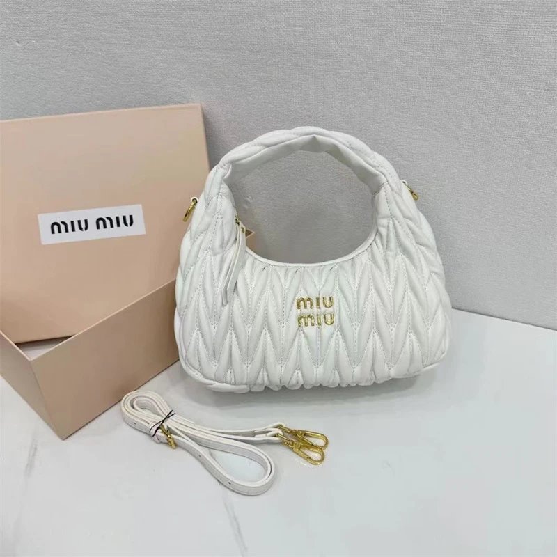 Miu Miu Matelassé Hobo Bag White - 1