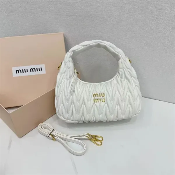 Miu Miu Matelassé Hobo Bag White - 1