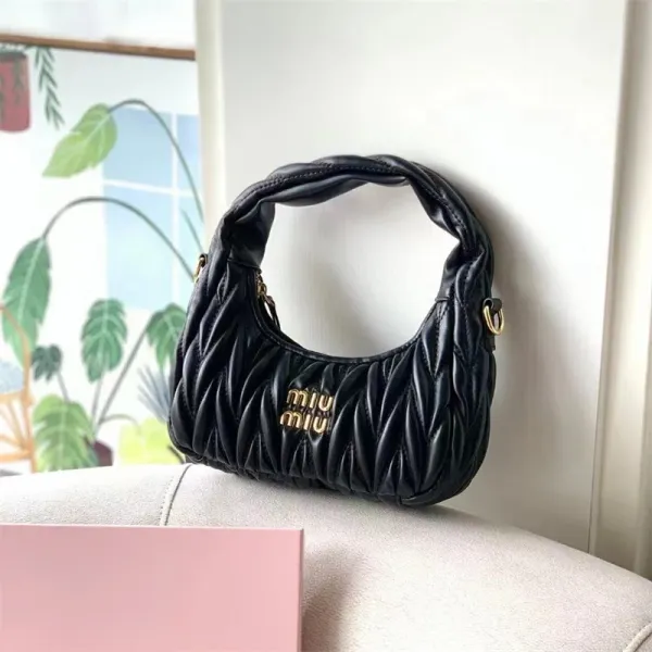 Miu Miu Matelassé Hobo Bag Black Shoulder Bag - 1