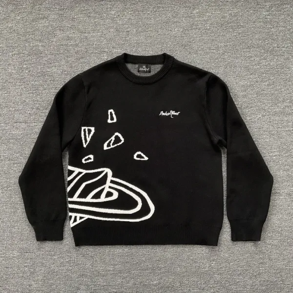Philipp Plein Broken Planet Black Knit Sweater - 1