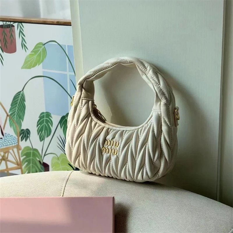 Miu Miu Matelassé Hobo Bag Beige Handbag - 1