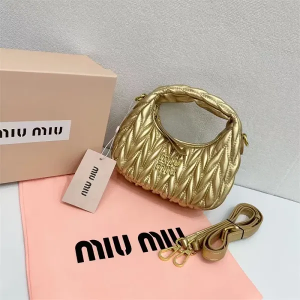 Miu Miu Arcadie Quilted Gold Shoulder Bag - 1