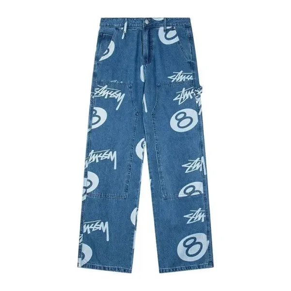 Stüssy 8-Ball Print Denim Shorts Black - 8
