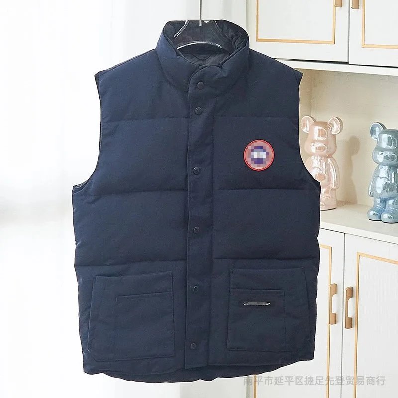 Design Puffer Vest Navy Blue Outerwear - 1