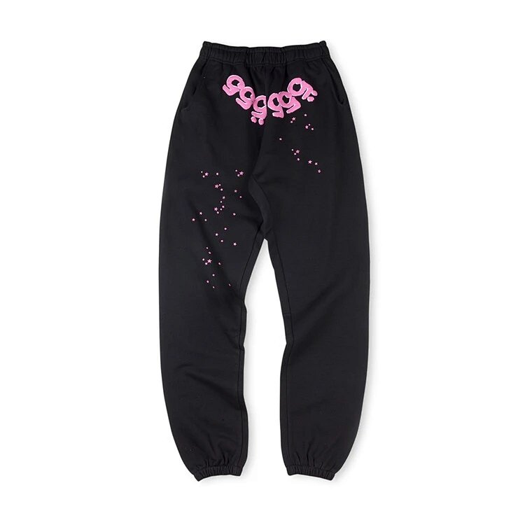 Sp5der 555555 Hoodie 经典蜘蛛网印花男女休闲连帽长裤 黑色 S-XL SP03