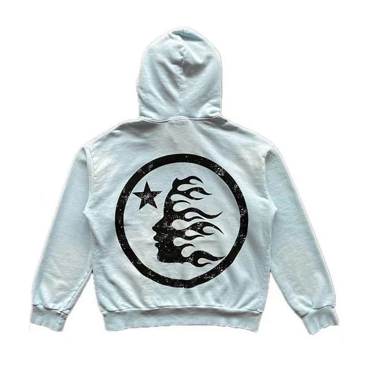 Hellstar Fire Sky Blue Hoodie pants 天蓝色洗水重工卫衣  洗水蓝 码数S-M-L-XL  HT819