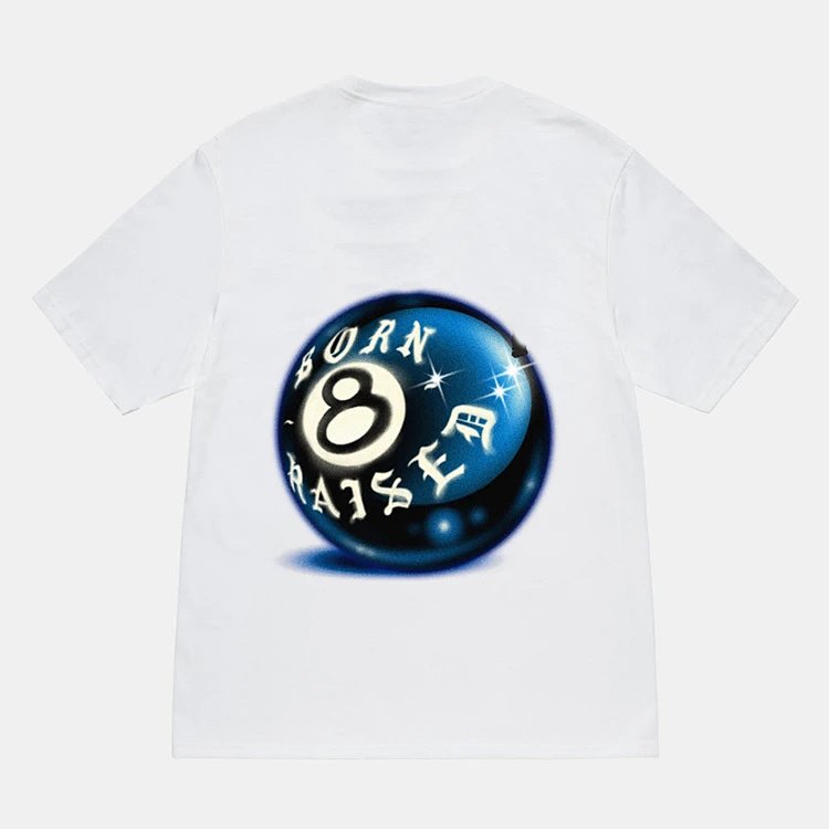 Stu黑8台球图案印花 圆领短袖T恤 颜色:白色 码数S、M、L、XL、XXL STU72