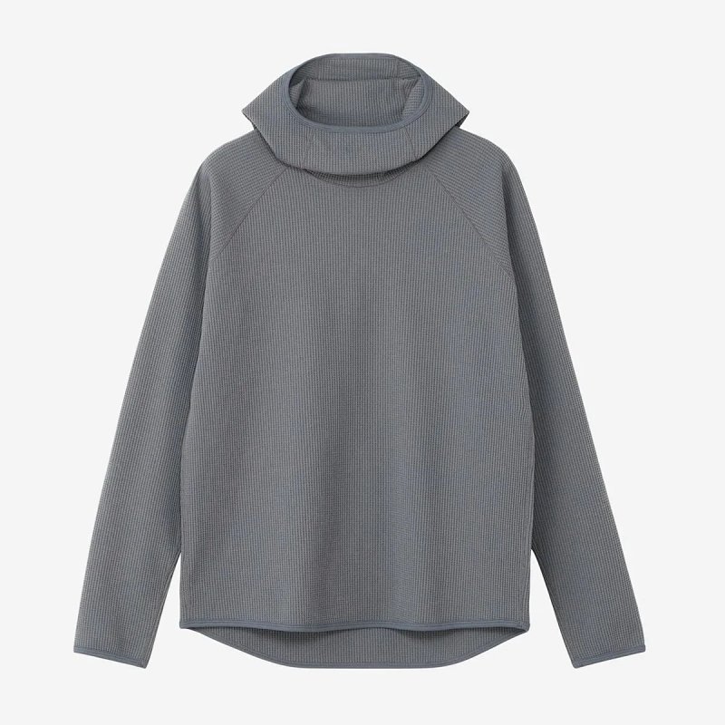 GOLDWIN WF Light L/S Hoodie 25SS 素色日系户外机能休闲华夫格连帽长袖T恤  颜色：黑色 象牙色 云灰色 尺码：2码 3码 4码 5码  GO852